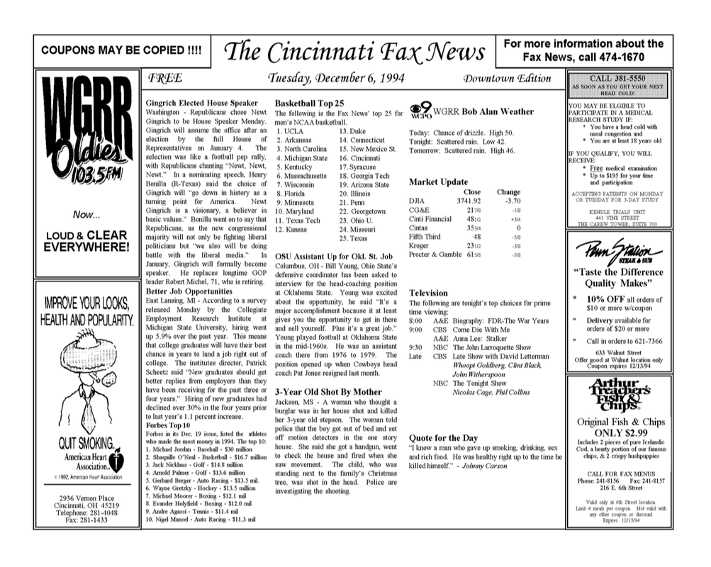 Cincinnati Fax News 1994